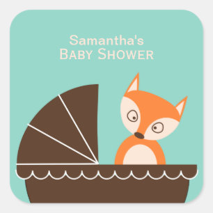 Fox Baby Shower Quadratischer Aufkleber