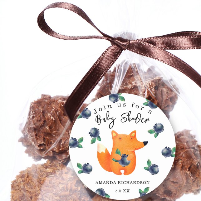 Fox Baby Shower Runder Aufkleber (Von Creator hochgeladen)
