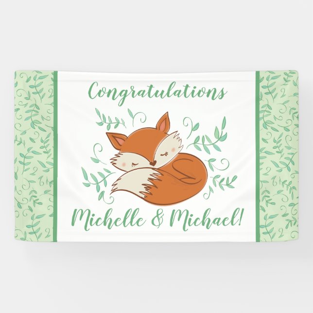 Fox Baby Shower Woodland Tiere Banner (Horizontal)