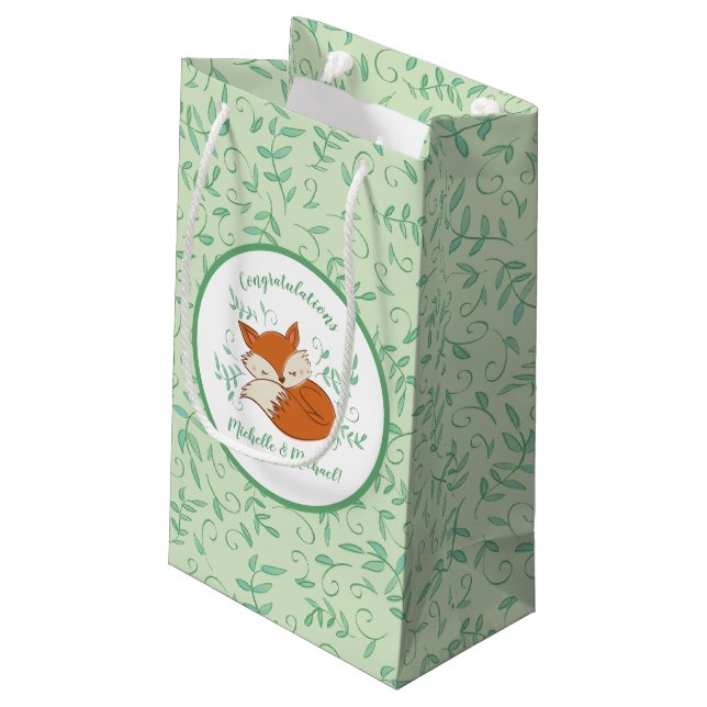 Fox Baby Shower Woodland Tiere Kleine Geschenktüte (Rückseite Schrägansicht)