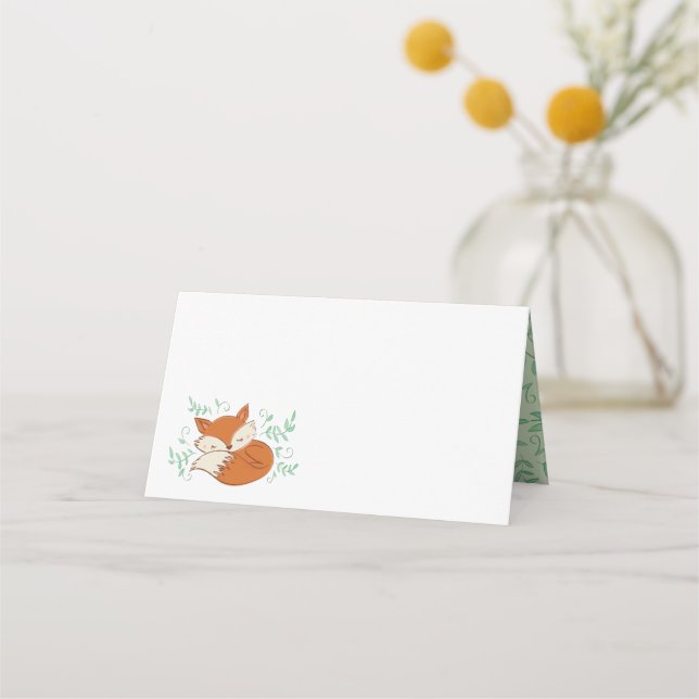 Fox Baby Shower Woodland Tiere Platzkarte (Vorderseite)