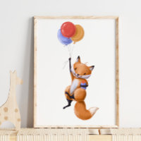 Fox Balloon Print | Fox-Aquarelldruck
