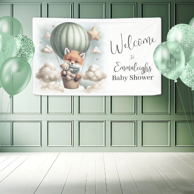 Fox Bear Adventure Balloon Baby Shower Welcome Banner (Von Creator hochgeladen)
