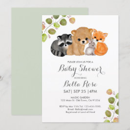 Fox Bear Raccoon Bunny Baby Shower Einladungen