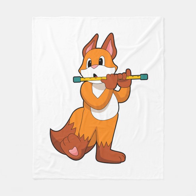 Fox bei Musik mit Flute.PNG Fleecedecke (Vorderseite)