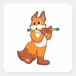 Fox bei Musik mit Flute.PNG Quadratischer Aufkleber