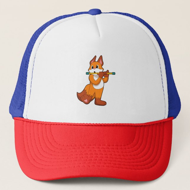 Fox bei Musik mit Flute.PNG Truckerkappe (Vorderseite)