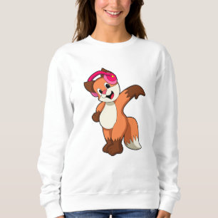 Fox bei Musik mit Headphone Sweatshirt