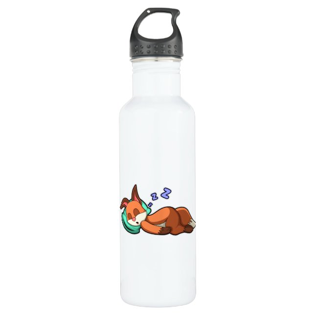 Fox bei Schlafen mit Kissen Edelstahlflasche (Vorderseite)