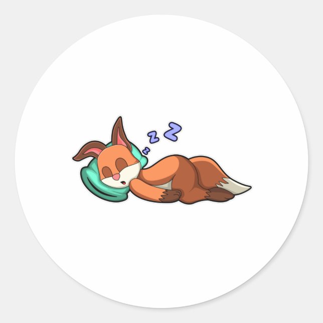 Fox bei Schlafen mit Kissen Runder Aufkleber (Vorderseite)