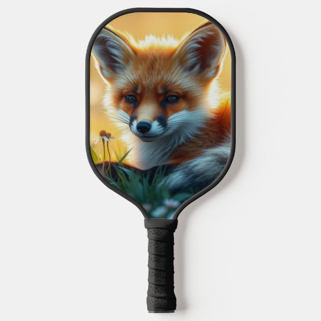 Fox bei Sonnenuntergang Pickleball Schläger (Vorderseite)