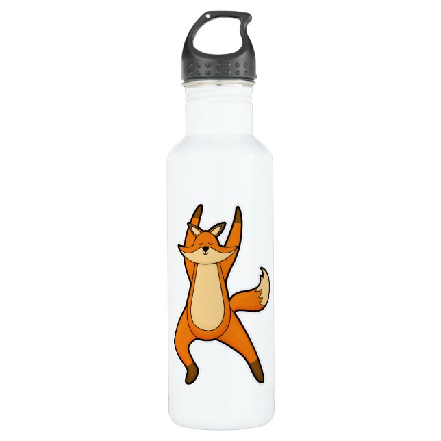 Fox bei Yoga-Stretching-Übung Edelstahlflasche (Vorderseite)