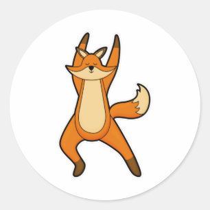 Fox bei Yoga-Stretching-Übung Runder Aufkleber