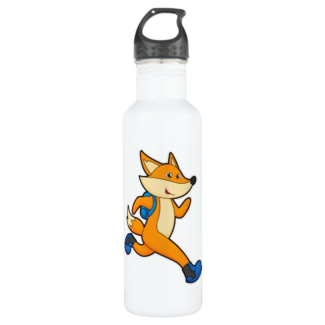 Fox beim Ausführen mit Backpack Edelstahlflasche (Vorderseite)