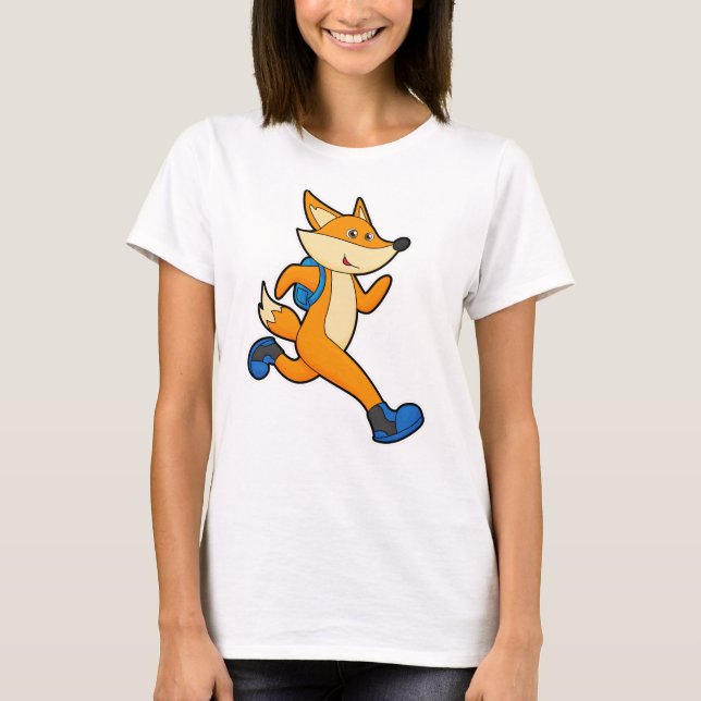 Fox beim Ausführen mit Backpack T-Shirt (Vorderseite)