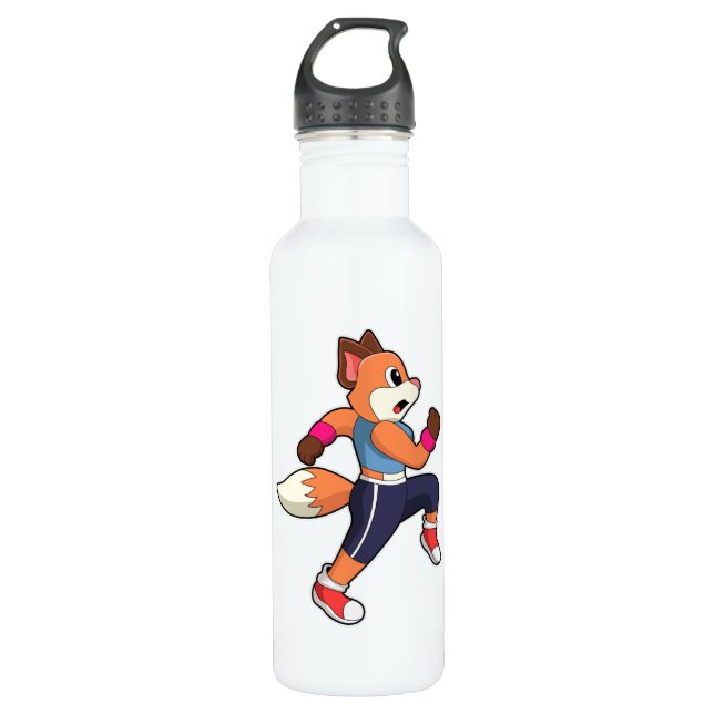 Fox beim Laufen Edelstahlflasche (Vorderseite)