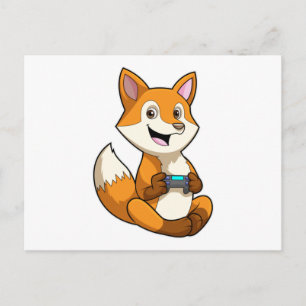 Fox beim Spielen mit Controller Postkarte