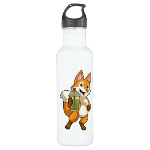 Fox beim Trinken mit Bubble Tea Edelstahlflasche