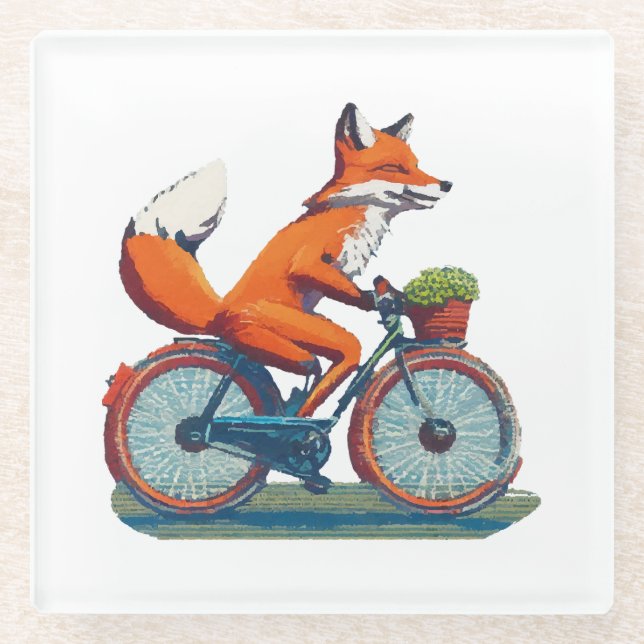 Fox Bicycle Glasuntersetzer (Vorderseite)