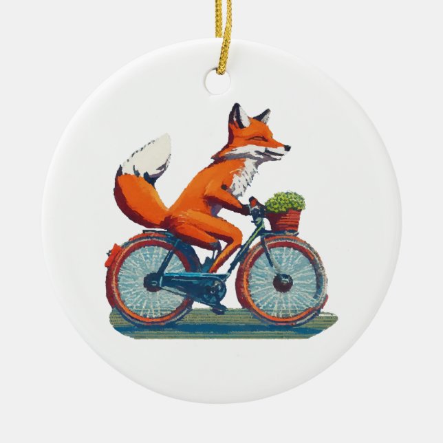 Fox Bicycle Keramik Ornament (Vorne)