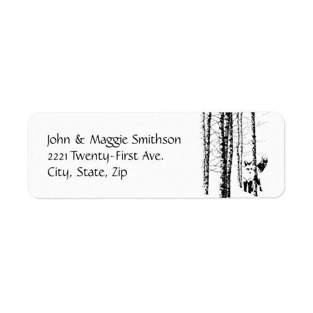 Fox Birch Tree Forest Animal Silhouette Art (Vorne)
