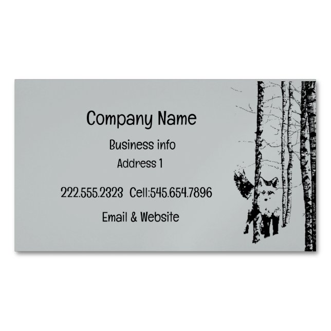 Fox Birch Tree Forest Animal Silhouette Art Magnetische Visitenkarte (Vorderseite)