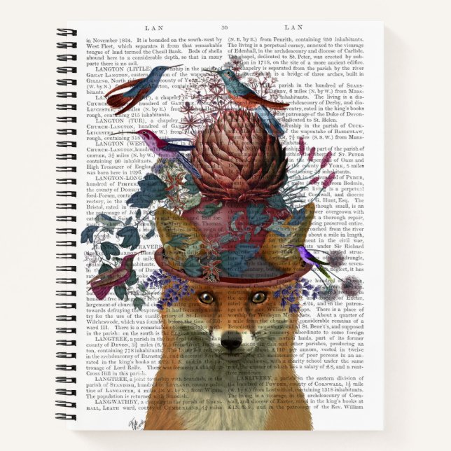 Fox Birdkeeper mit Artichoke Notizbuch (Vorderseite)
