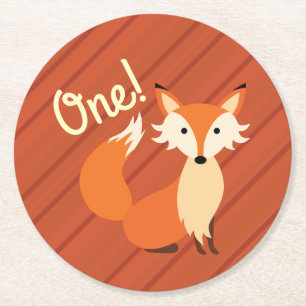 Fox Birthday Party Runder Pappuntersetzer
