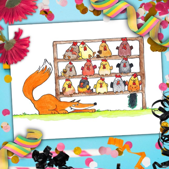 FOX BIRTHDAY SURPRISE carte postale (Créateur téléchargé)