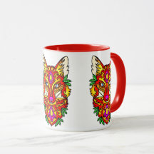 Fox boho abstrakte Kunst bohemian Wolf rot lila