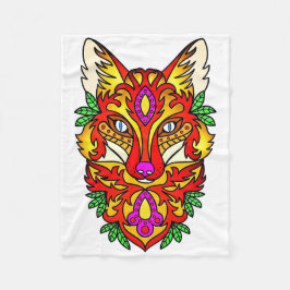 Fox boho Wolf abstrakte Kunst Rot lila Fleecedecke