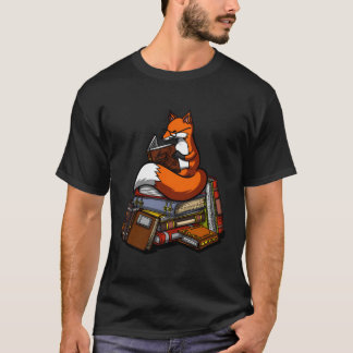 Fox Book Reading Nerd Geek Funny Librarian Boys Gi T-Shirt