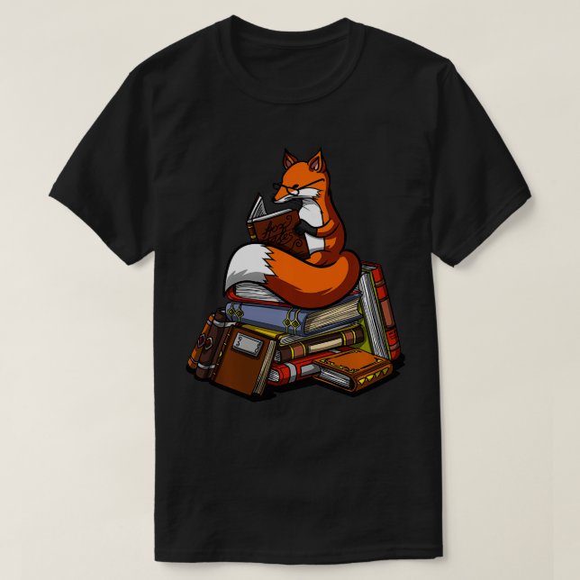 Fox Book Reading Nerd Geek Funny Librarian Boys Gi T-Shirt (Design vorne)