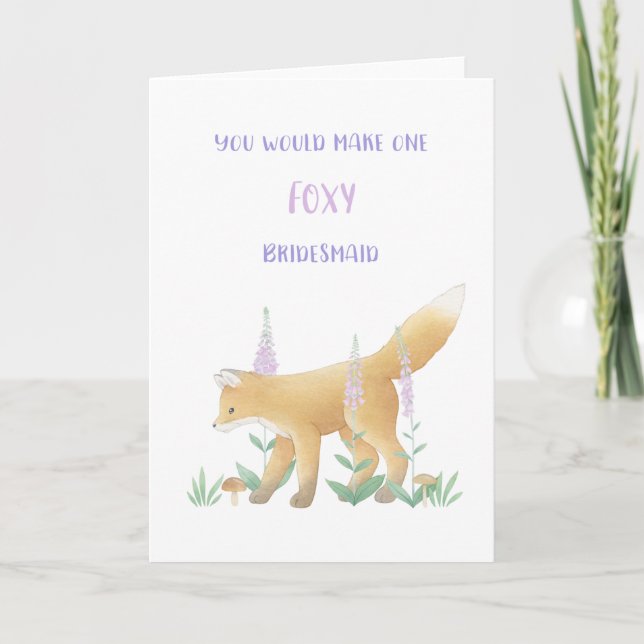 Fox Bridesmaid Vorschlagskarte Karte (Vorderseite)
