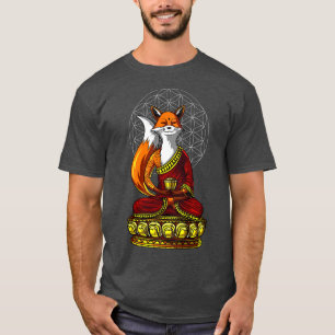 Fox Buddha Zen Yoga Meditation Blume des Lebens T-Shirt