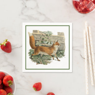 Fox by a Fence Rustic Animal Rural Hütte Design Serviette