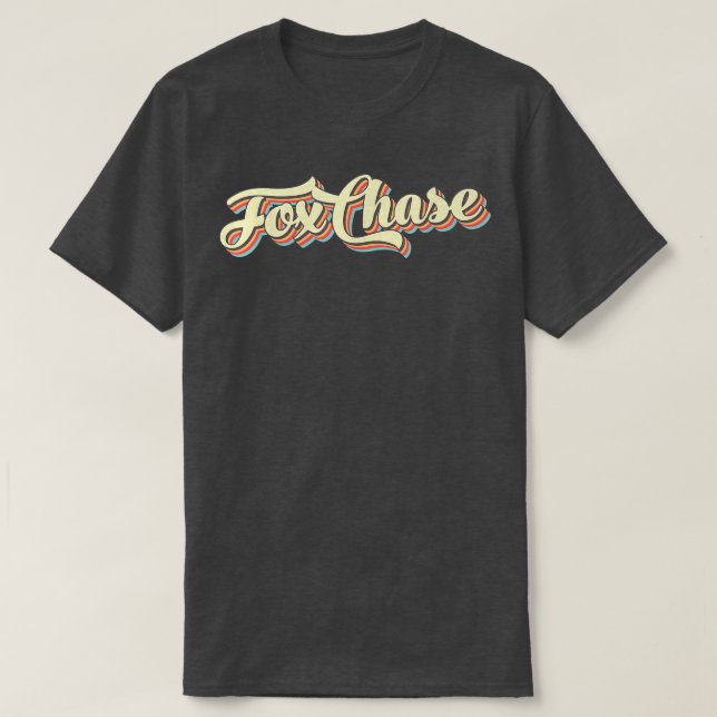 Fox Chase TShirt Retro Art Baseball Schriftart Vin (Design vorne)