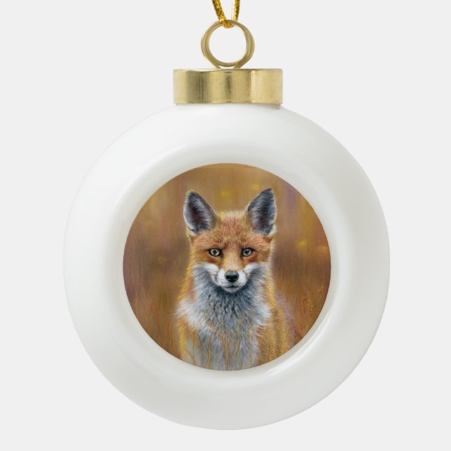 Fox Christmas Decoration Keramik Kugel-Ornament (Vorderseite)