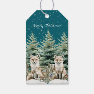 Fox Christmas Tree Sleigh Snowflakes Geschenkanhänger
