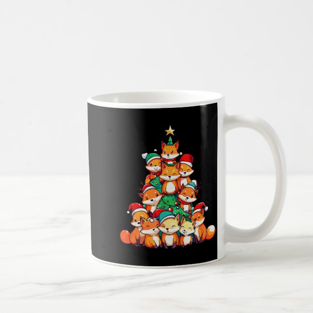 Fox Christmas Tree Xmas Girls Boys Funny Santa  Kaffeetasse (Rechts)