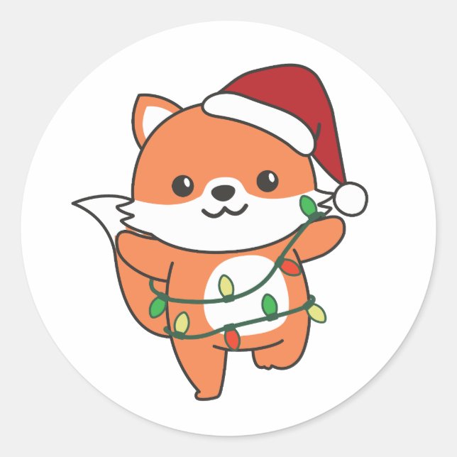 Fox Christmas Winter Animals Holiday Foxes Runder Aufkleber (Vorderseite)