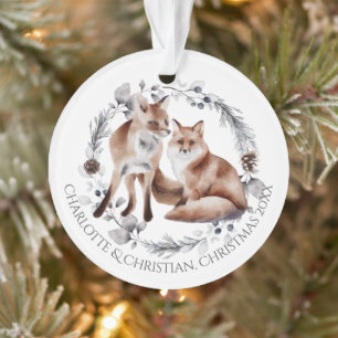 Fox Couple hiver Wreath Noël Personnalisé