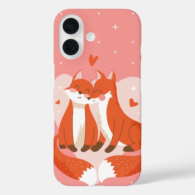 Fox Couple in Liebe iPhone 16 Hülle (Rückseite)