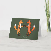 Fox Couple Wedding Jubiläum Art Card Rote Füchse