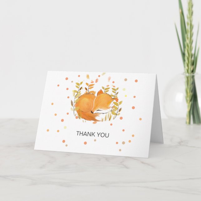 Fox Cub Baby Sprinkle Baby Dusche Vielen Dank Karte (Vorderseite)