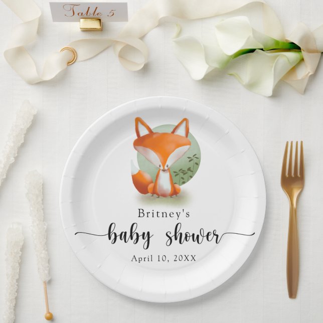 Fox cub - Babydusche Pappteller (Hochzeit)