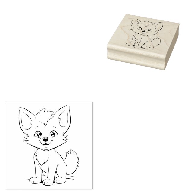 Fox Cub Gummistempel (Stempel)