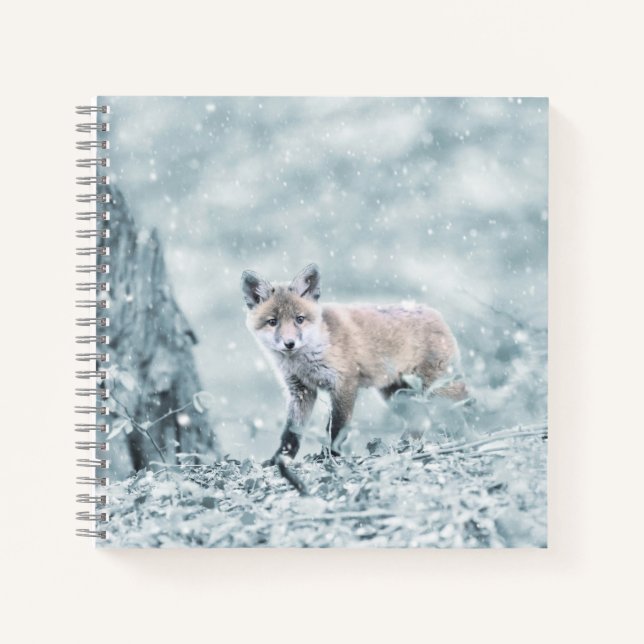Fox Cub im Schnee Notizbuch (Vorderseite)