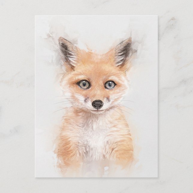 Fox Cub Portrait Postkarte (Vorderseite)