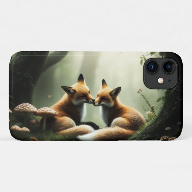 Fox Cuddle in Misty Forest Case-Mate iPhone Hülle (Rückseite (Horizontal))